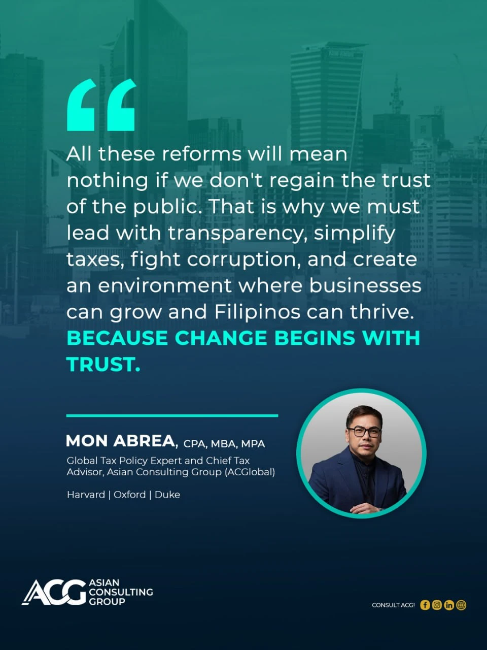 Mon Abrea on tax reform: change begins with trust